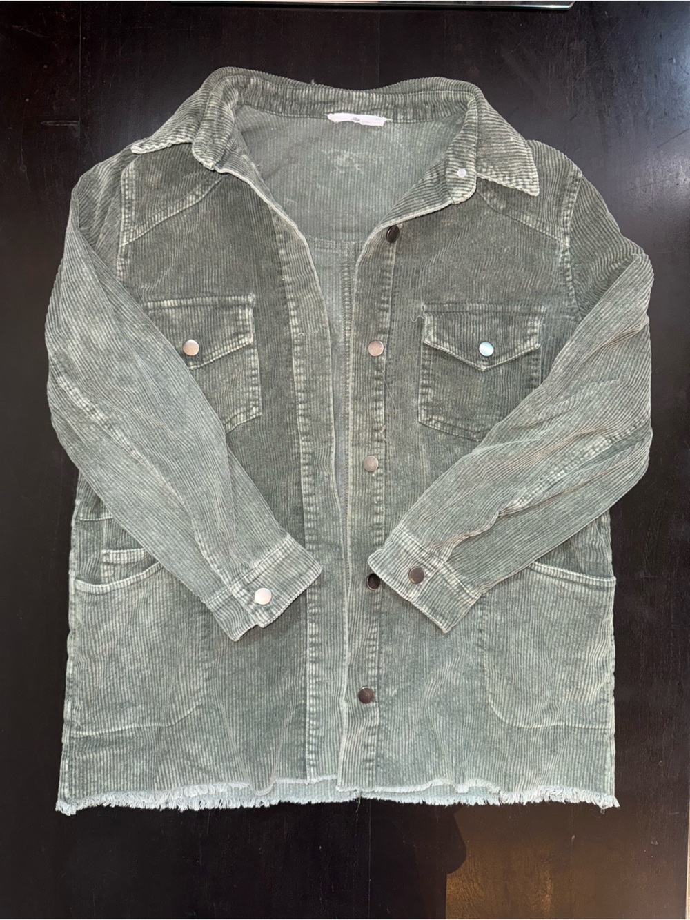 Womens Corduroy Utility Jacket - Olive Green